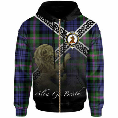 Scottish Baird Clan Crest Tartan Hoodie - Scotland Lion Zip-up Tartan Plaid