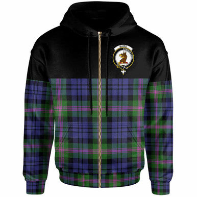 Scottish Baird Clan Crest Tartan Hoodie - Horizontal Style Zip-up Tartan Plaid