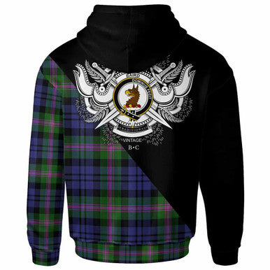 Scottish Baird Clan Crest Tartan Hoodie - Military Logo Back Side Tartan Plaid