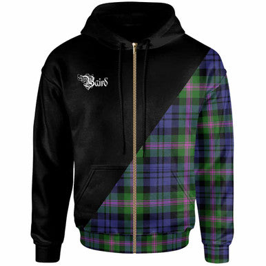 Scottish Baird Clan Crest Tartan Hoodie - Military Logo Zip-up Tartan Plaid