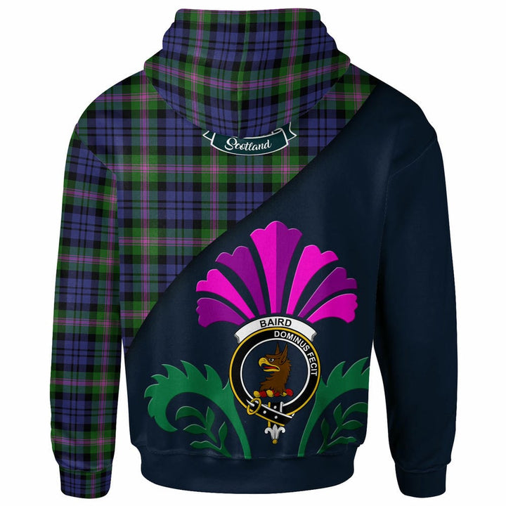 Scottish Baird Clan Crest Tartan Hoodie - Scotland Thistle Style Back Side Tartan Plaid