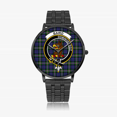 Scottish Baird Clan Crest Tartan Instafamous Steel Quartz Watches Tartan Plaid Black 1