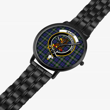 Scottish Baird Clan Crest Tartan Instafamous Steel Quartz Watches Tartan Plaid Black 2