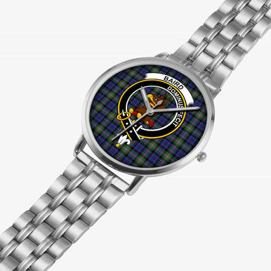 Scottish Baird Clan Crest Tartan Instafamous Steel Quartz Watches Tartan Plaid Silver 2