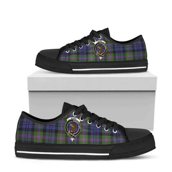 Scottish Baird Clan Crest Tartan Low Top Shoes Tartan Plaid Black