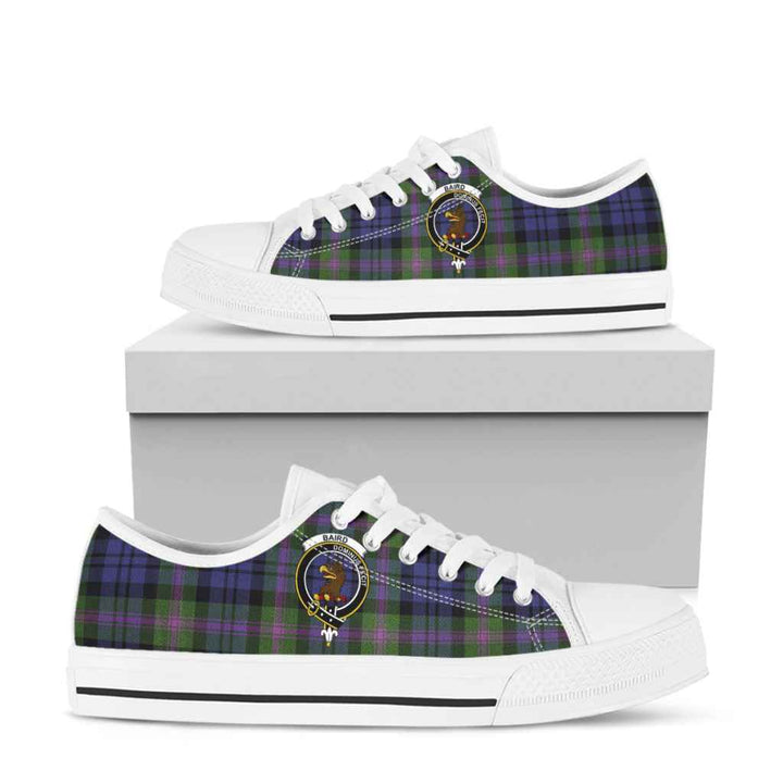 Scottish Baird Clan Crest Tartan Low Top Shoes Tartan Plaid White