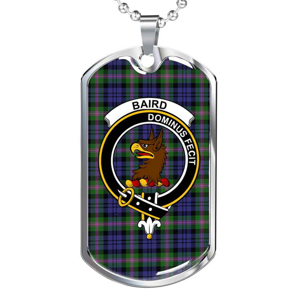Scottish Baird Clan Crest Tartan Military Dog Tag Necklace Tartan Plaid 1