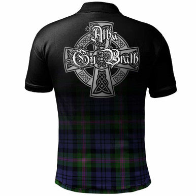 Scottish Baird Clan Crest Tartan Polo Shirt - Alba Gu Brath Family Crest Celtic Inspired Back Side Tartan Plaid