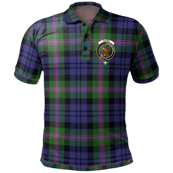 Scottish Baird Clan Crest Tartan Polo Shirt Front Side Tartan Plaid