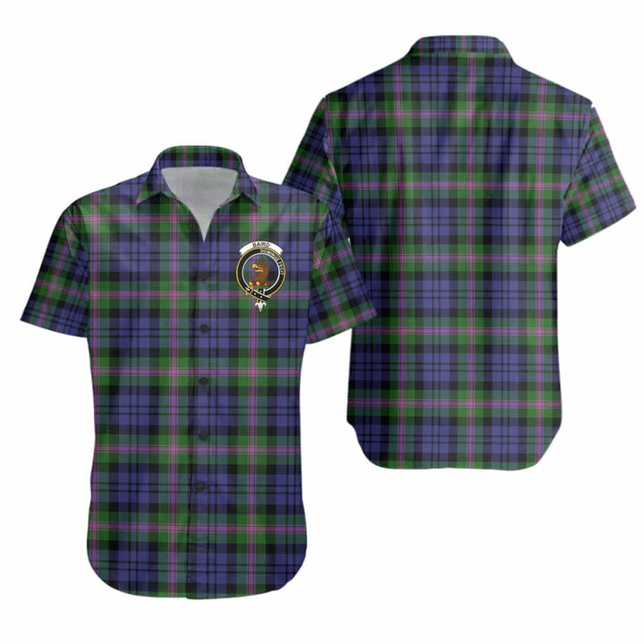 Scottish Baird Clan Crest Tartan Short Sleeve Shirt Tartan Plaid