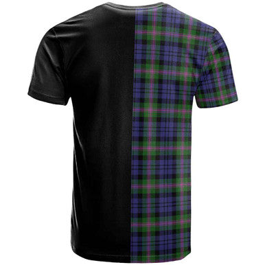 Scottish Baird Clan Crest Tartan T-Shirt Half in Me Back Side Tartan Plaid