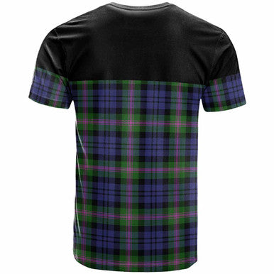 Scottish Baird Clan Crest Tartan T-Shirt - Horizontal Style Back Side Tartan Plaid