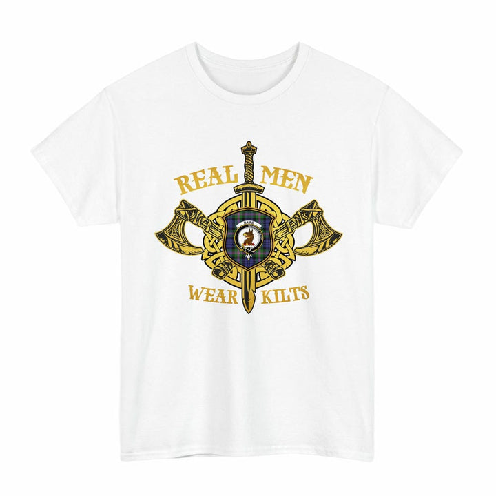 Scottish Baird Clan Crest Tartan T-Shirt Real Men Wear Kilts Tartan Plaid White Color