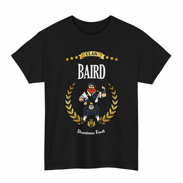 Scottish Baird Clan Tartan T-Shirt - Motto Scotsman Tartan Plaid Black Color