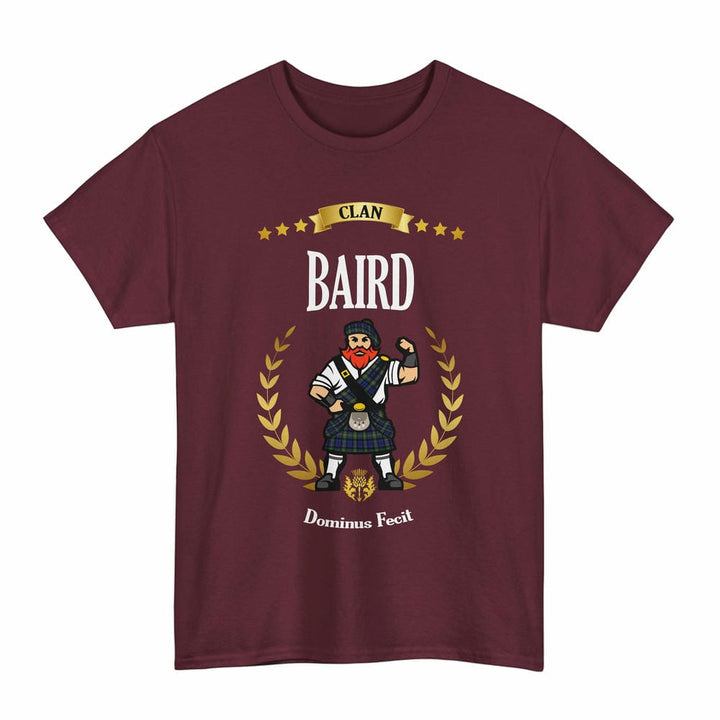 Scottish Baird Clan Tartan T-Shirt - Motto Scotsman Tartan Plaid Maroon Color