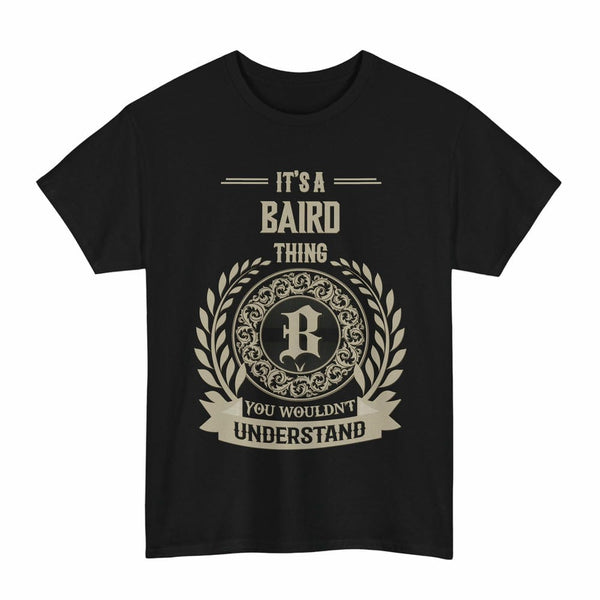 Scottish Baird Clan Tartan T-Shirt - Vintage Family Name Tartan Plaid Black Color