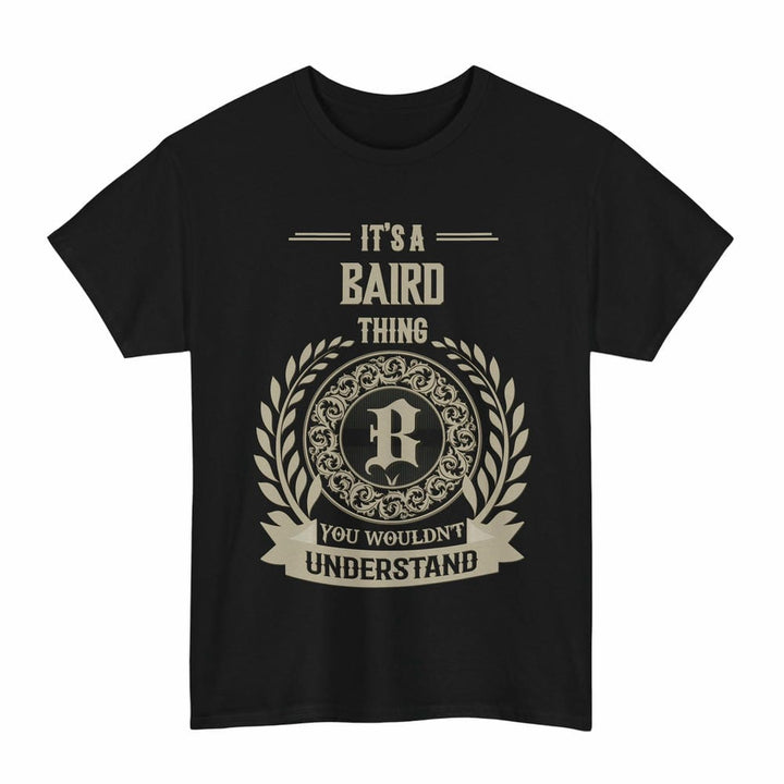 Scottish Baird Clan Tartan T-Shirt - Vintage Family Name Tartan Plaid Black Color