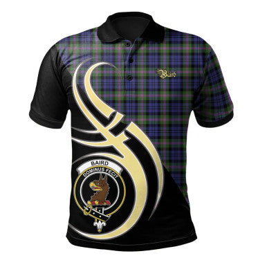 Scottish Baird Modern Clan Crest Tartan Polo Shirt Believe in Me Front Side Tartan Plaid