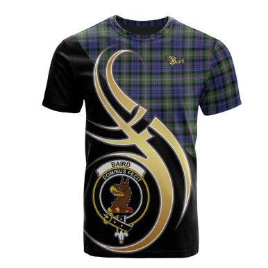 Scottish Baird Modern Clan Crest Tartan T-Shirt Believe in Me Front Side Tartan Plaid