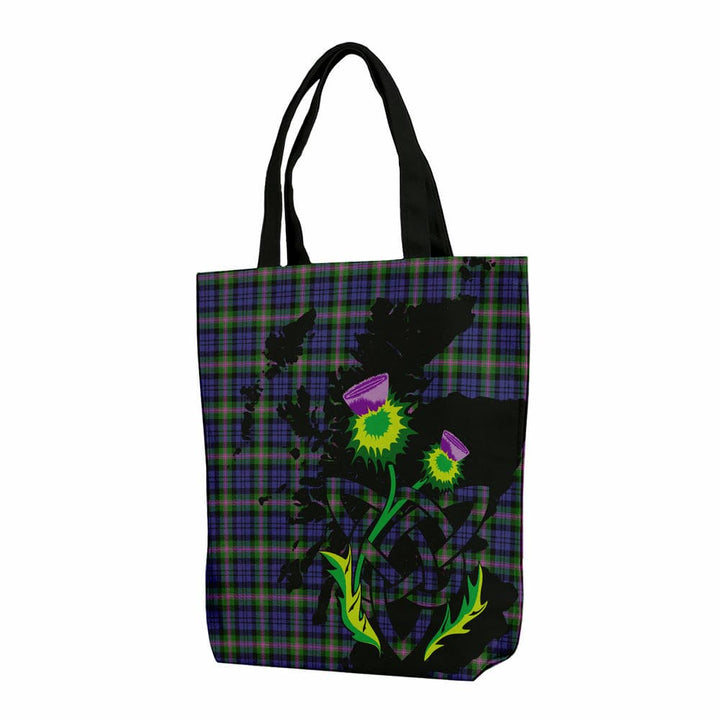 Scottish Baird Modern Clan Tartan Canvas Bag With Shoulder Strap With Thistle Tartan Plaid 1