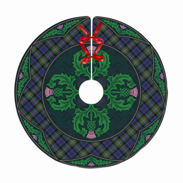 Scottish Baird Modern Clan Tartan Christmas Tree Skirt Old Scottish Thistle Flower No Tassels Tartan Plaid 1