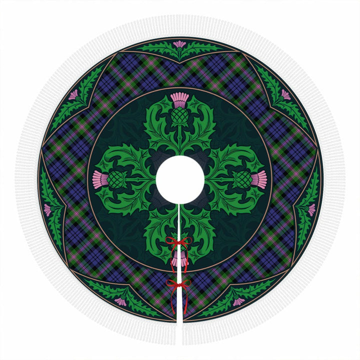 Scottish Baird Modern Clan Tartan Christmas Tree Skirt Old Scottish Thistle Flower Tassels Tartan Plaid 1