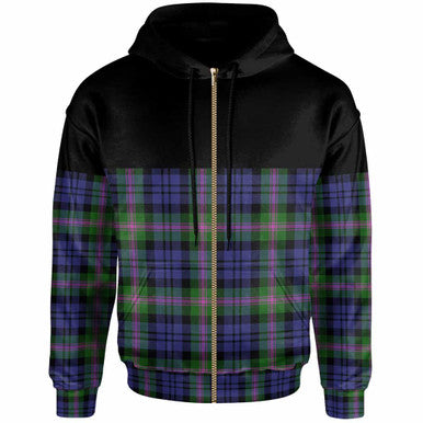 Scottish Baird Modern Clan Tartan Hoodie - Horizontal Style Zip Tartan Plaid