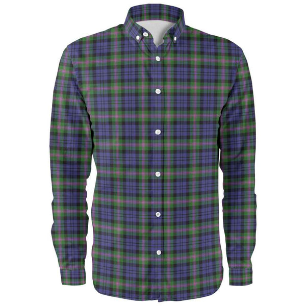 Scottish Baird Modern Clan Tartan Long Sleeve Shirt Front Side Tartan Plaid