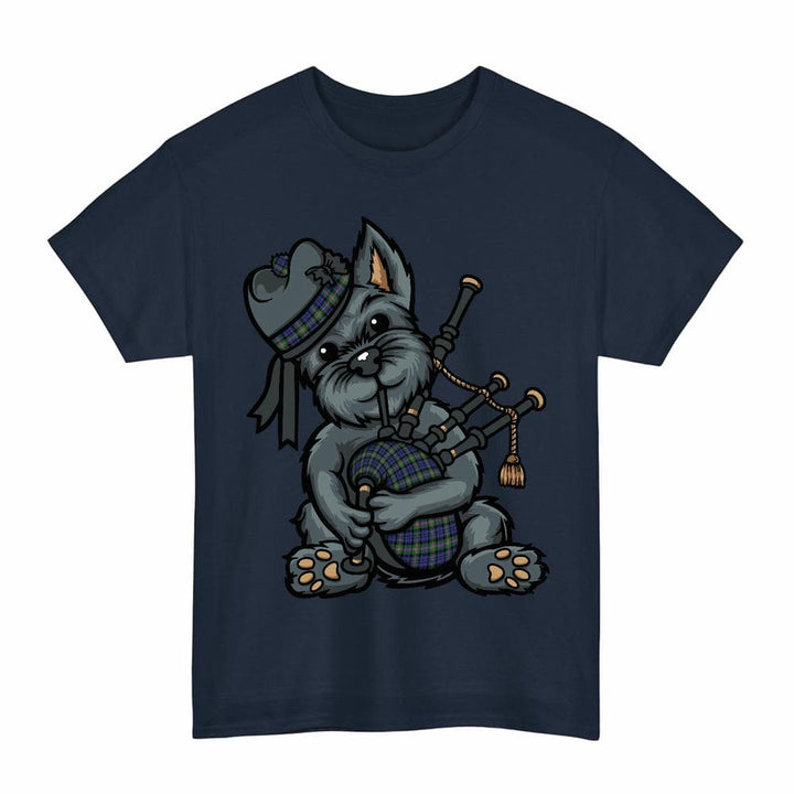 Scottish Baird Modern Clan Tartan Terrier Bagpipes T-Shirt Tartan Plaid Navy Color