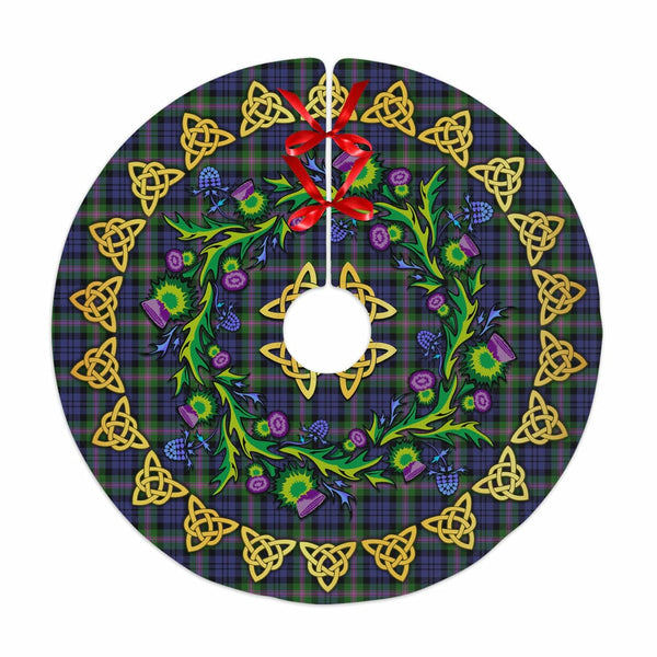 Scottish Baird Modern Clan Tartan Thistle Celtic Knot Christmas Tree Skirt No Tassels Tartan Plaid 1