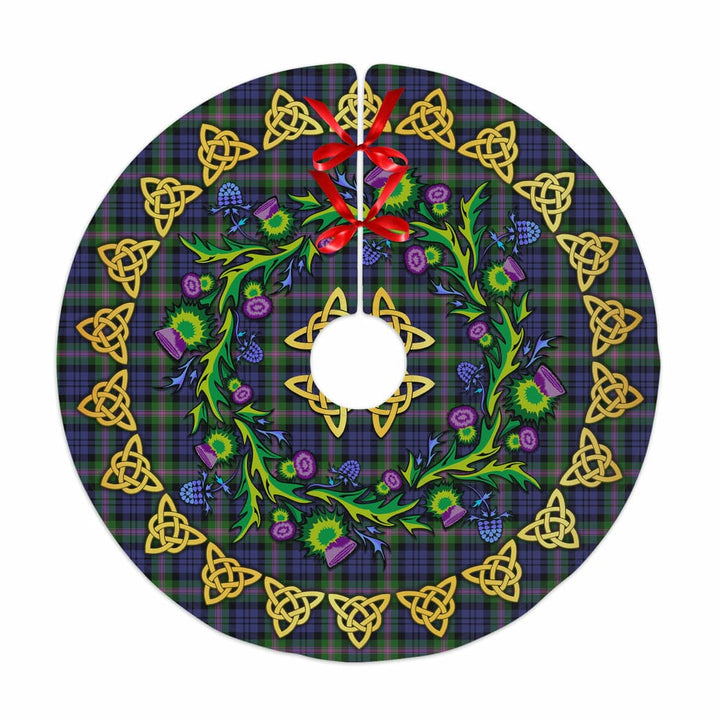 Scottish Baird Modern Clan Tartan Thistle Celtic Knot Christmas Tree Skirt No Tassels Tartan Plaid 1