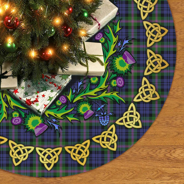 Scottish Baird Modern Clan Tartan Thistle Celtic Knot Christmas Tree Skirt No Tassels Tartan Plaid 2
