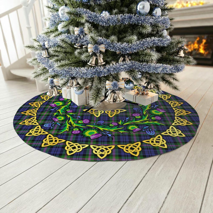 Scottish Baird Modern Clan Tartan Thistle Celtic Knot Christmas Tree Skirt No Tassels Tartan Plaid 3