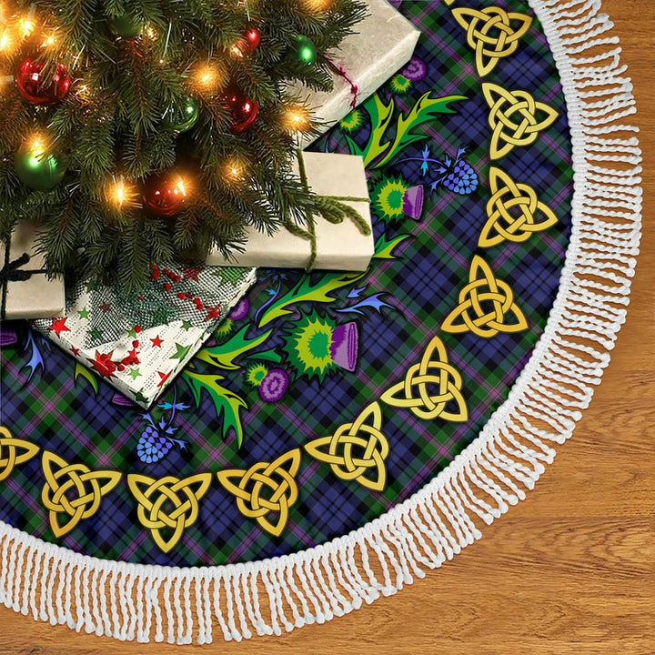 Scottish Baird Modern Clan Tartan Thistle Celtic Knot Christmas Tree Skirt Tassels Tartan Plaid 2