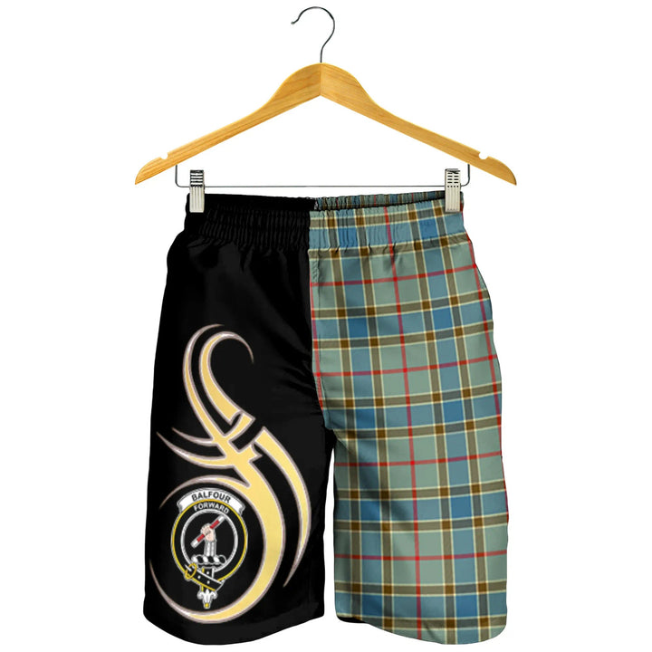 Scottish Balfour Blue Clan Crest Tartan Believe in Me Men's Shorts