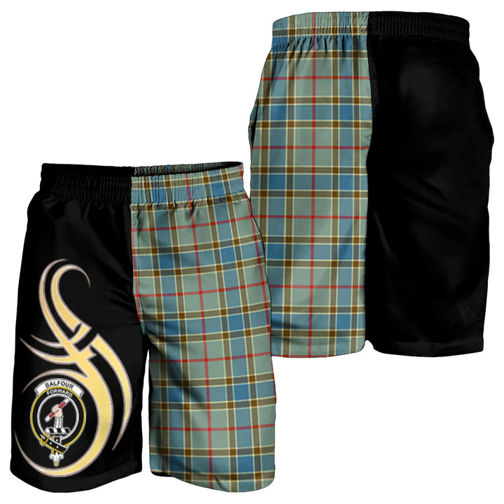 Scottish Balfour Blue Clan Crest Tartan Believe in Me Men's Shorts