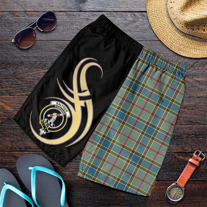 Scottish Balfour Blue Clan Crest Tartan Believe in Me Men's Shorts