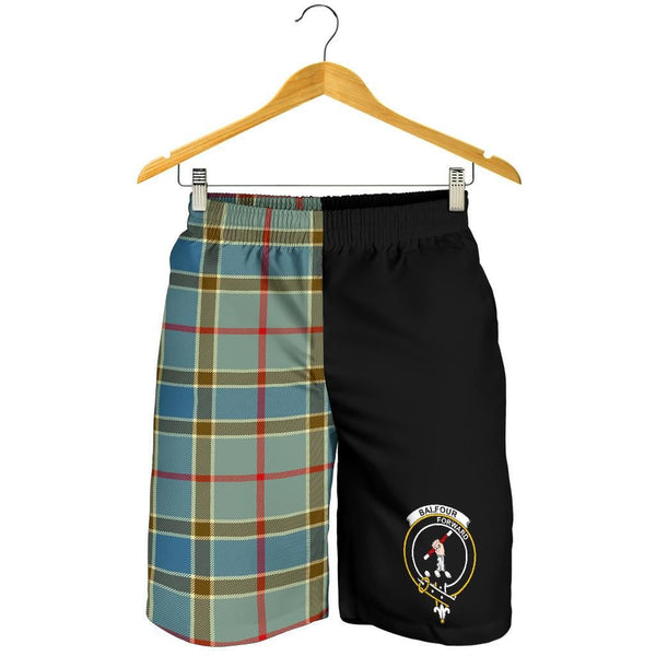 Scottish Balfour Blue Clan Crest Tartan Half of Me Men's Shorts