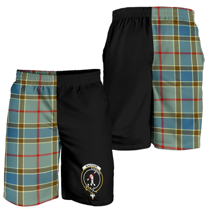 Scottish Balfour Blue Clan Crest Tartan Half of Me Men's Shorts