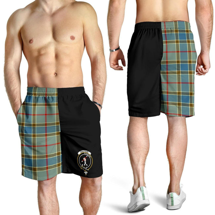 Scottish Balfour Blue Clan Crest Tartan Half of Me Men's Shorts