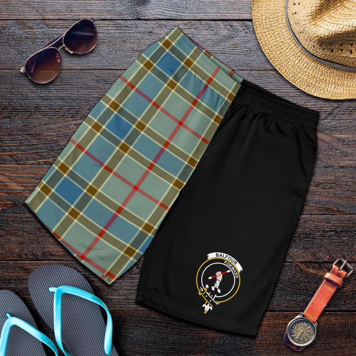 Scottish Balfour Blue Clan Crest Tartan Half of Me Men's Shorts