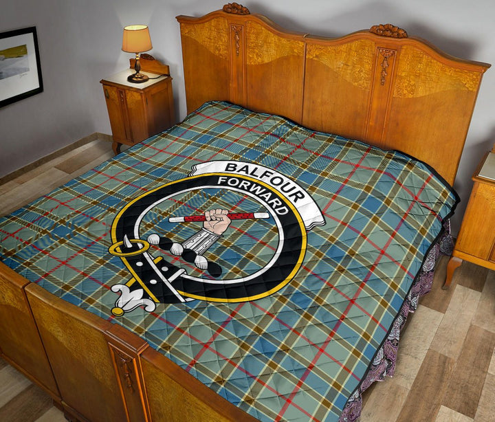Scottish Balfour Blue Clan Crest Tartan Quilt Tartan Plaid 12