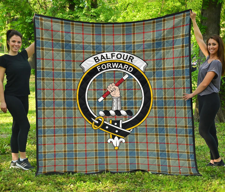 Scottish Balfour Blue Clan Crest Tartan Quilt Tartan Plaid 1