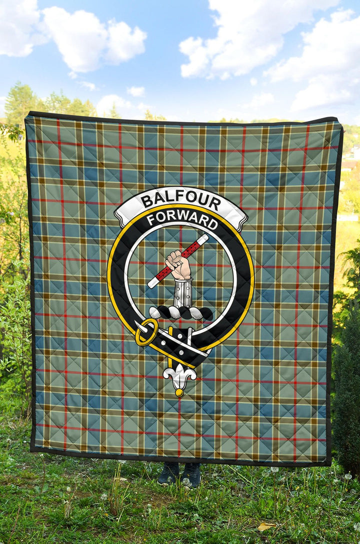 Scottish Balfour Blue Clan Crest Tartan Quilt Tartan Plaid 2