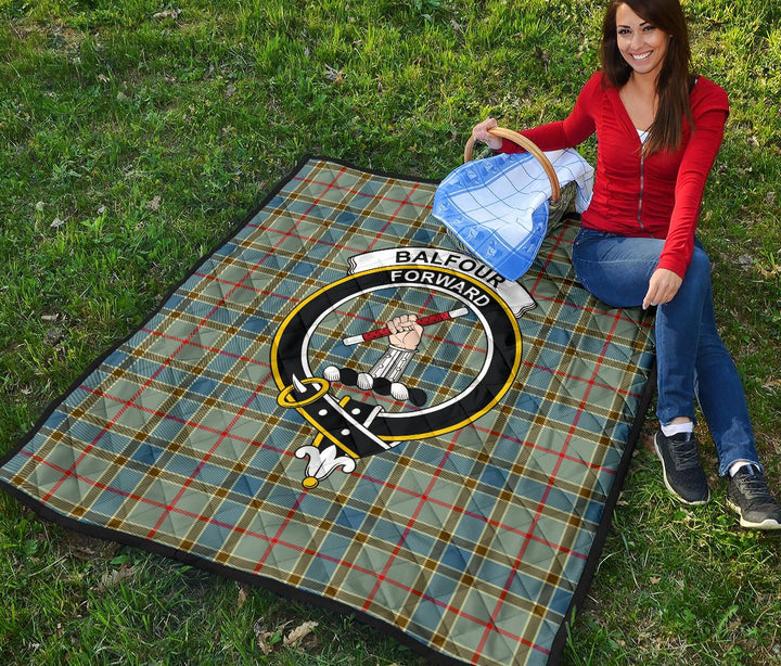 Scottish Balfour Blue Clan Crest Tartan Quilt Tartan Plaid 4