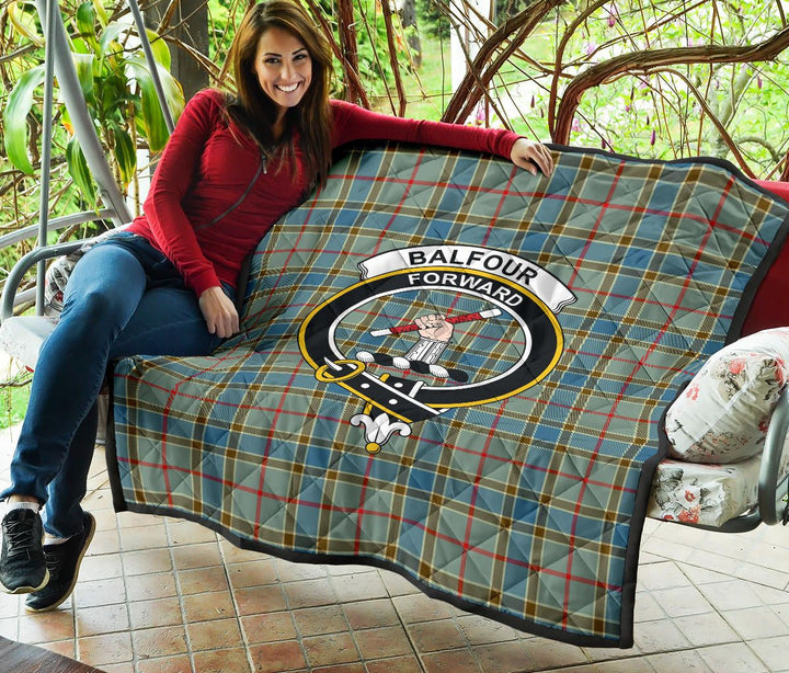 Scottish Balfour Blue Clan Crest Tartan Quilt Tartan Plaid 5