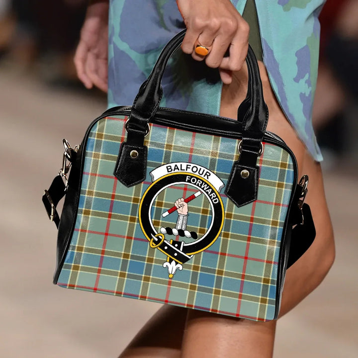 Scottish Balfour Blue Clan Crest Tartan Shoulder Handbag Tartan Plaid 2
