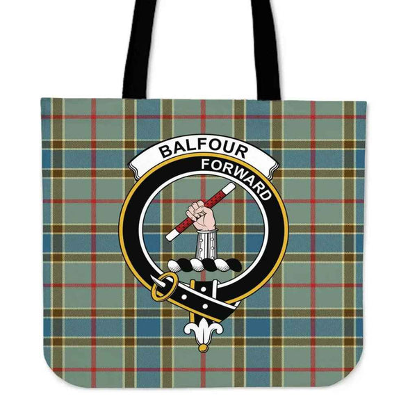 Scottish Balfour Blue Clan Crest Tartan Tote Bag Tartan Plaid