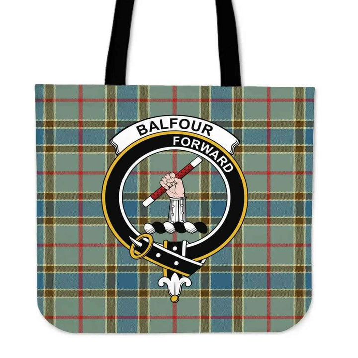 Scottish Balfour Blue Clan Crest Tartan Tote Bag Tartan Plaid