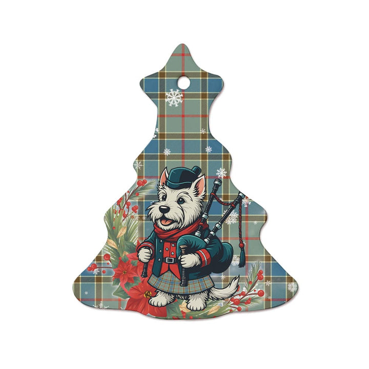 Scottish Balfour Blue Clan Tartan Ceramic Ornament Cute Scottish Terrier Dog Tree Style Tartan Plaid